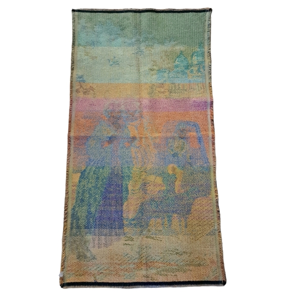 Vintage Tapestry 4' x 2' Wall Art Elizabethan Couple Renaissance Romantic Decor - Picture 9 of 12